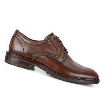 Men's Ecco Vitrus I Plain Toe Tie Dress Shoes Coffee | Canada 538XYU